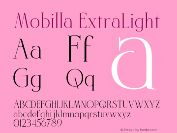 Mobilla ExtraLight Version 1.000;hotconv 1.0.109;makeotfexe 2.5.65596图片样张