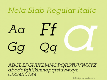 Nela Slab Regular Italic Version 1.000;FEAKit 1.0图片样张