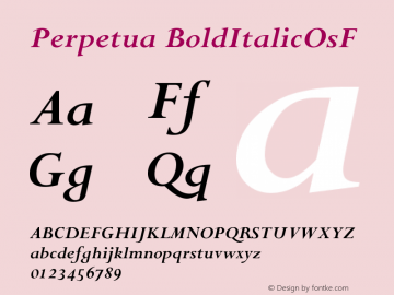 Perpetua BoldItalicOsF Version 001.000图片样张