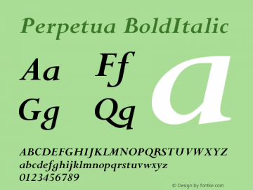 Perpetua BoldItalic Version 001.000图片样张