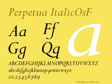 Perpetua ItalicOsF Version 001.000 Font Sample