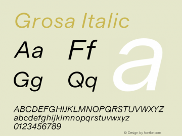 Grosa Italic Version 1.000;PS 001.000;hotconv 1.0.88;makeotf.lib2.5.64775图片样张