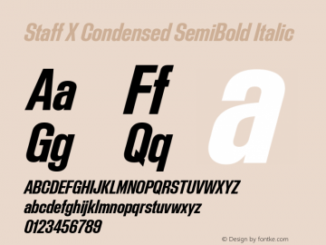 Staff X Condensed SemiBold Italic Version 1.004图片样张