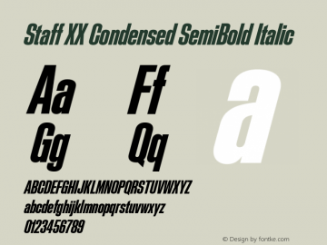 Staff XX Condensed SemiBold Italic Version 1.004图片样张