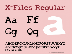 X-Files Regular Unknown Font Sample