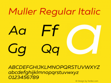 Muller-RegularItalic Version 1.000;PS 001.000;hotconv 1.0.88;makeotf.lib2.5.64775图片样张
