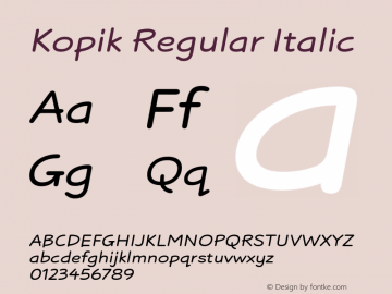 Kopik Regular Italic Version 001.000 October 2019图片样张