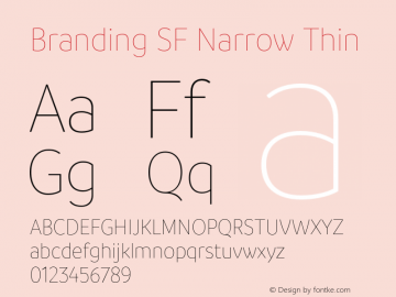 Branding SF Narrow Thin Version 1.000;hotconv 1.0.109;makeotfexe 2.5.65596图片样张