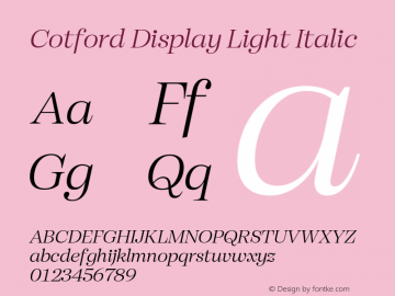 Cotford Display Light Italic Version 1.00图片样张