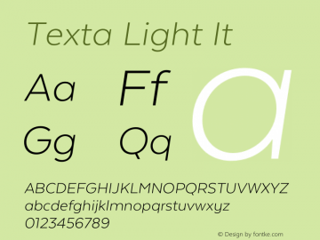 Texta Light It Version 1.005;PS 001.005;hotconv 1.0.88;makeotf.lib2.5.64775图片样张