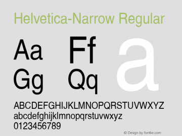 Helvetica-Narrow Regular Unknown Font Sample