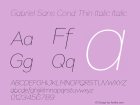 Gabriel-Sans-Cond-Thin-Italic Version 1.000图片样张