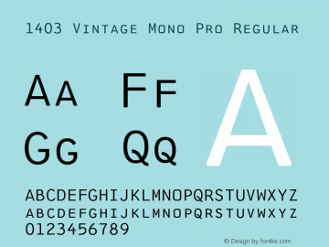 1403 Vintage Mono Pro Regular Version 2.001 | FøM Fix图片样张