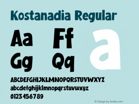 Kostanadia Version 1.00;February 14, 2022;FontCreator 13.0.0.2683 64-bit图片样张