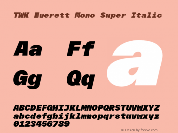 TWK Everett Mono Super Italic Version 3.000; Glyphs 3.0.4, build 3094图片样张