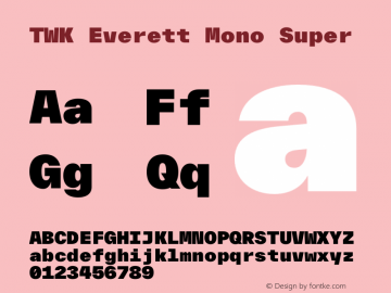 TWK Everett Mono Super Version 3.000; Glyphs 3.0.4, build 3099图片样张
