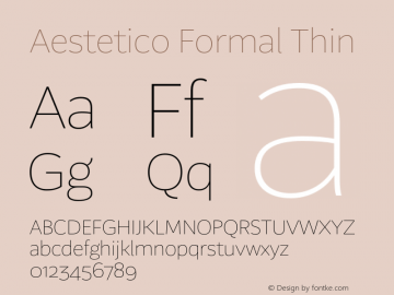 Aestetico Formal Thin Version 0.007;PS 000.007;hotconv 1.0.88;makeotf.lib2.5.64775图片样张