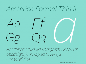 Aestetico Formal Thin It Version 0.007;PS 000.007;hotconv 1.0.88;makeotf.lib2.5.64775图片样张