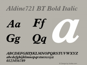 Aldine721 BT Bold Italic Version 1.01 emb4-OT图片样张