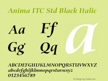 AnimaITCStd-BlackItalic Version 1.00图片样张