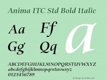 AnimaITCStd-BoldItalic Version 1.00图片样张