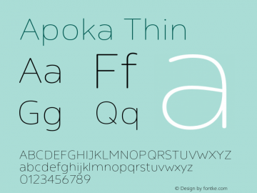 Apoka Thin Version 1.001;PS 001.001;hotconv 1.0.88;makeotf.lib2.5.64775图片样张