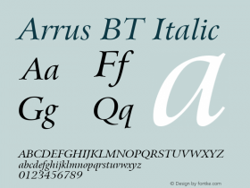 Arrus BT Italic Version 1.01 emb4-OT图片样张