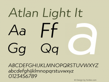 Atlan Light It Version 1.000;PS 001.000;hotconv 1.0.88;makeotf.lib2.5.64775图片样张