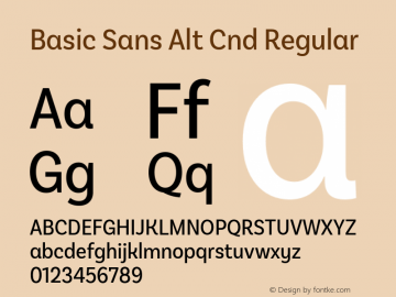 Basic Sans Alt Cnd Regular Version 2.000;PS 002.000;hotconv 1.0.88;makeotf.lib2.5.64775图片样张