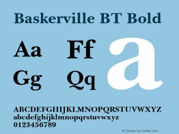 Baskerville BT Bold Version 1.01 emb4-OT图片样张