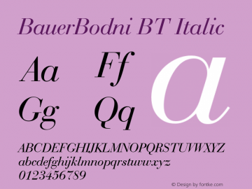 BauerBodni BT Italic Version 1.01 emb4-OT图片样张