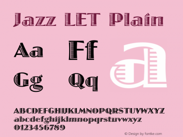 Jazz LET Plain 3.4 Font Sample