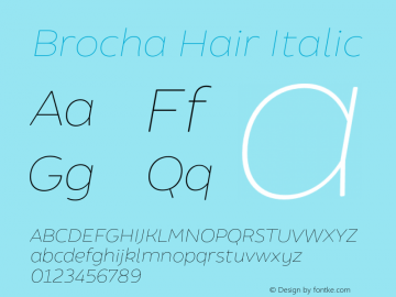 Brocha-HairItalic Version 1.000;PS 001.000;hotconv 1.0.88;makeotf.lib2.5.64775图片样张