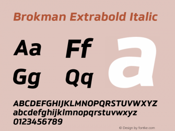 Brokman Extrabold Italic Version 1.002;PS 001.002;hotconv 1.0.70;makeotf.lib2.5.58329图片样张