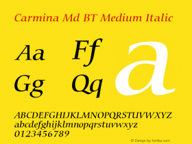 Carmina Md BT Medium Italic Version 1.01 emb4-OT图片样张