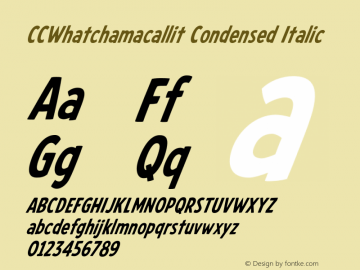 CCWhatchamacallit Condensed Italic Version 1.000;hotconv 1.0.109;makeotfexe 2.5.65596图片样张