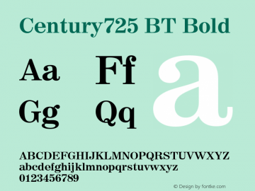 Century725 BT Bold Version 1.01 emb4-OT图片样张