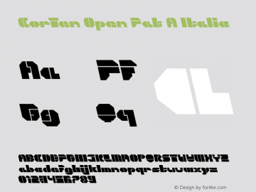 CorTen Open Fat A Italic Version 1.000 2008 initial release图片样张