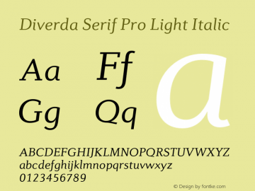 Diverda Serif Pro Light Italic Version 2.00图片样张