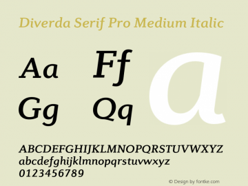 Diverda Serif Pro Medium Italic Version 2.00图片样张