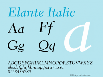 Elante Italic Version 1.0图片样张