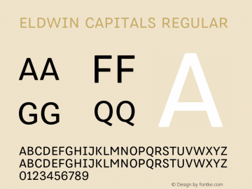 Eldwin Capitals Regular Version 1.001;PS 001.001;hotconv 1.0.88;makeotf.lib2.5.64775图片样张