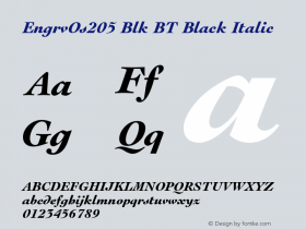 EngrvOs205 Blk BT Black Italic Version 1.01 emb4-OT图片样张