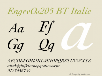 EngrvOs205 BT Italic Version 1.01 emb4-OT图片样张