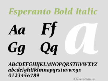 Esperanto Bold Italic Version 1.00图片样张