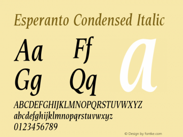 Esperanto Condensed Italic Version 1.00图片样张