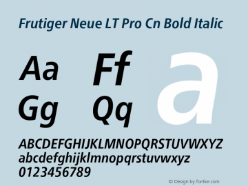 Frutiger Neue LT Pro Cn Bd It Version 2.300图片样张