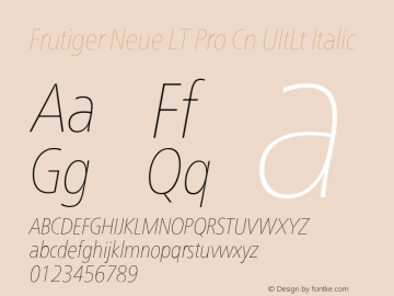 Frutiger Neue LT Pro Cn UlLt It Version 2.300图片样张