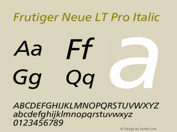 Frutiger Neue LT Pro It Version 2.200图片样张