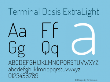 Terminal Dosis ExtraLight Version 1.007 Font Sample